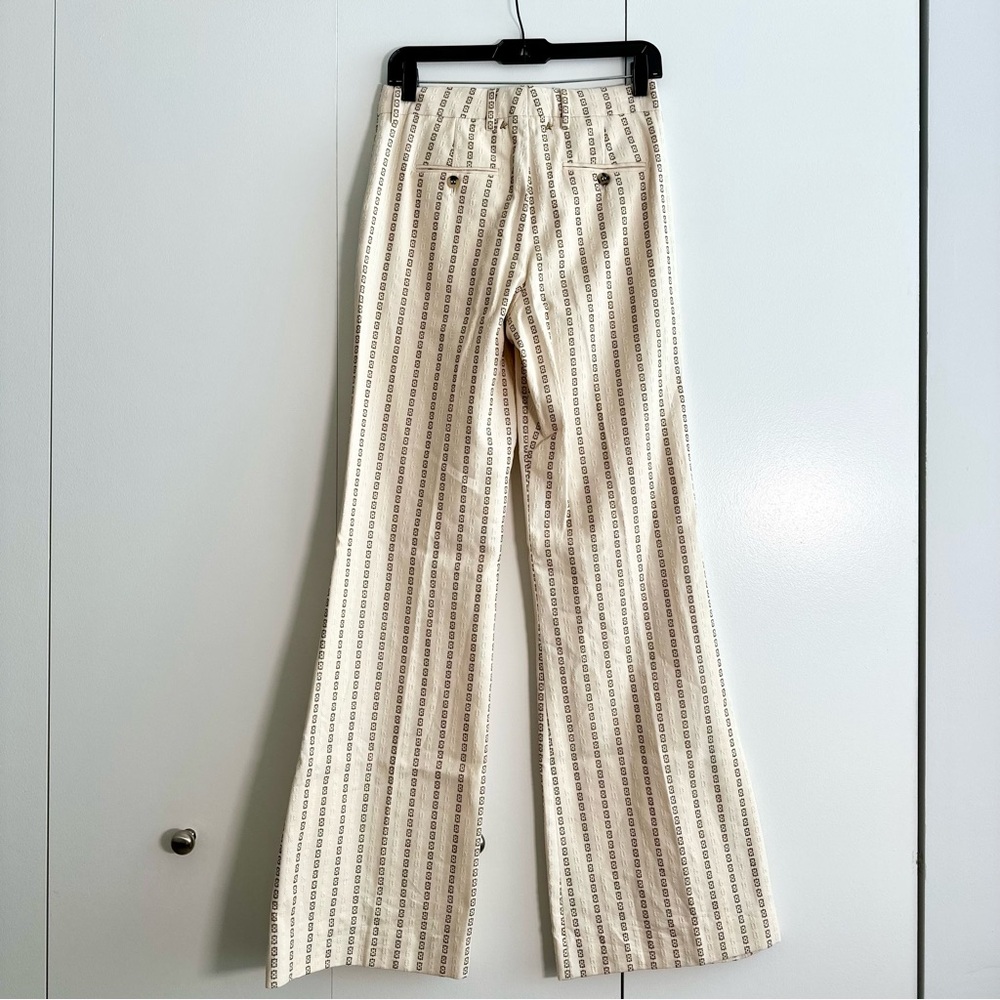 Golden Goose Cream Jacquard Flared Cotton Pants NWT - Picture 10 of 12